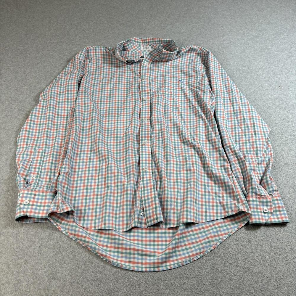 Onward Reserve Shirt Mens XL Blue Green Pink Gingham Tailored Fit Long Sleeve